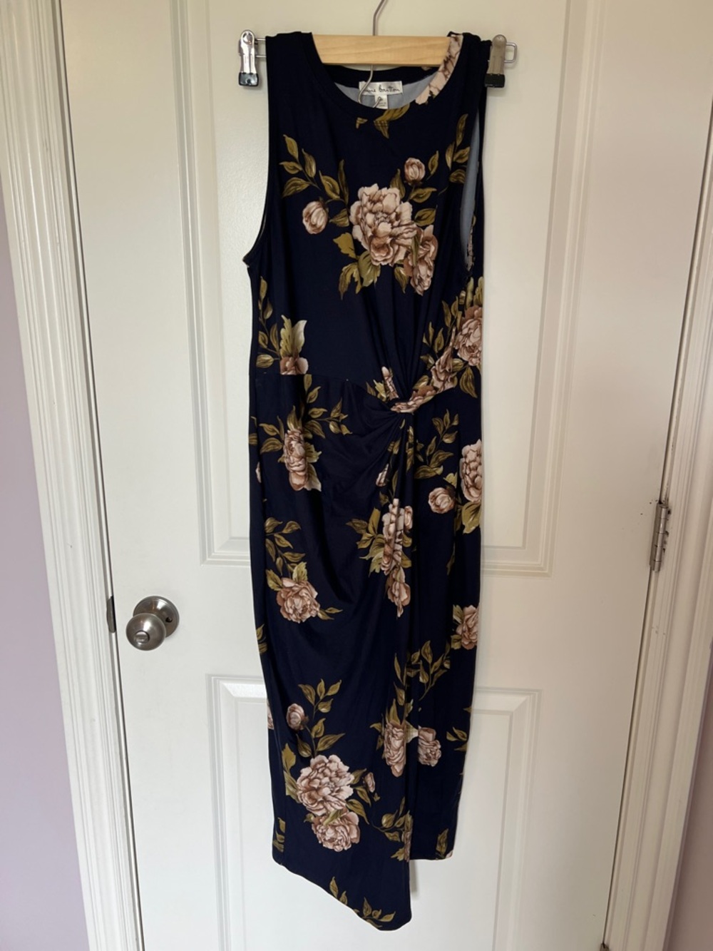 Boutique Stitch Fix Floral Wrap Front Dress | Navy Blue | Medium